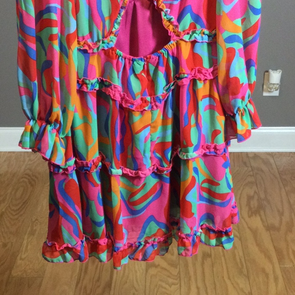 M Colorful Boho Ruffle Dress - Picture 8 of 16